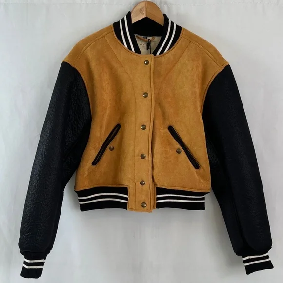 NWT - [Blank NYC] Women’s Varsity Jacket Faux Suede Bomber, Size M - Picture 9 of 11